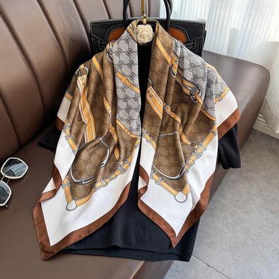 Spring and Summer Shawls with Fashionable Printed Belt Scarfs  Large Square Scarfs  High-end and Versatile Thin Scarfs for Women