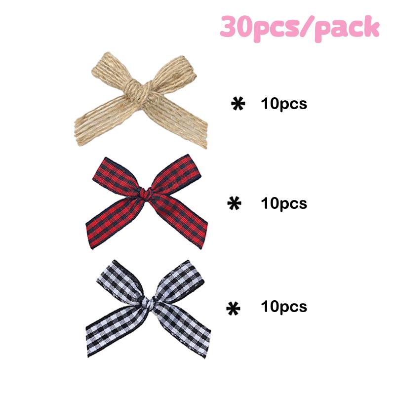 

30/50Pcs Handmade Mini Christmas Bows Gift Wrap Bows For Presents, Crafts, Wreaths & Tree Decorations - Elegant Holiday Bow Ties