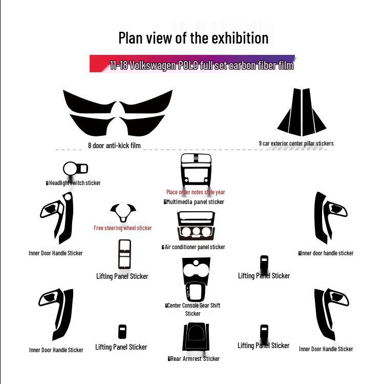 Anti-Scratch Sticker for 2011-2018 VW Polo Center Console Interior