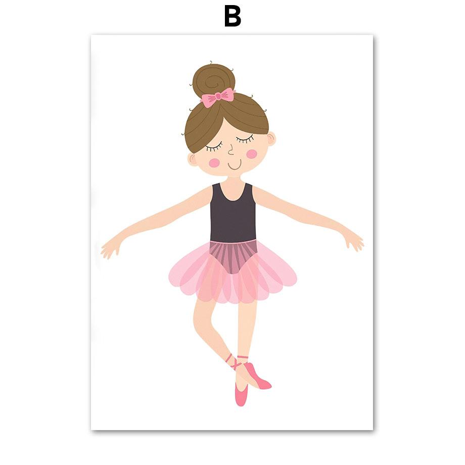 Pink Lovely Dance Girl Castle Unicorn Swan Wall Art Canvas Painting Nordic Posters And Prints Wall Pictures For Kids Room Decor