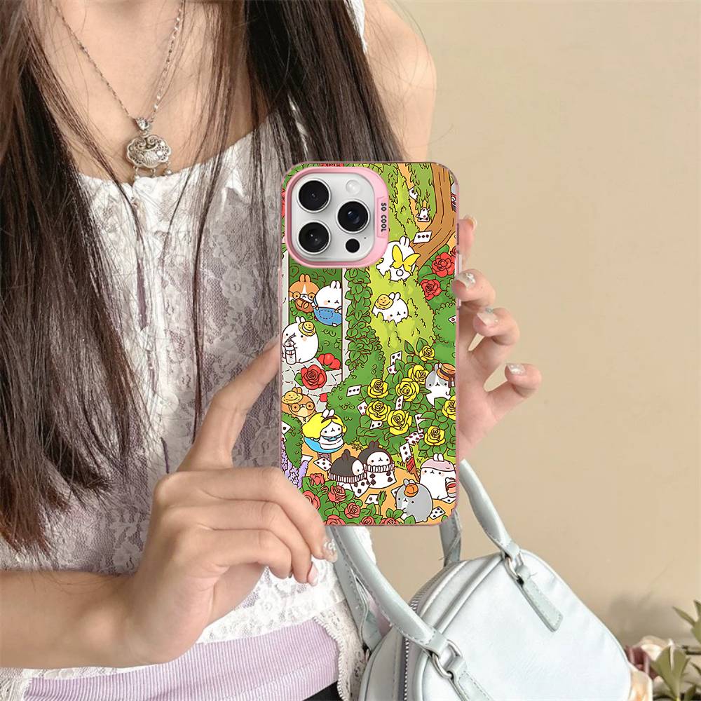 Cute Cartoon M-MolangS Phone Case For IPhone 17 16 15 14 13 Pro 12 11 Pro Max PLUS Color Back Cover