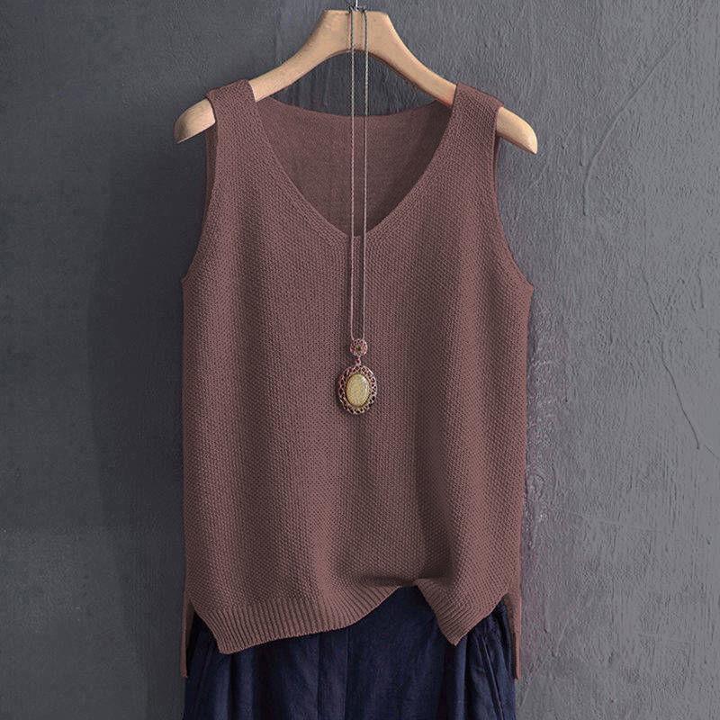 Summer Womens Loose Knit Tank Top With Ice Silk Fabric For Casual Wear