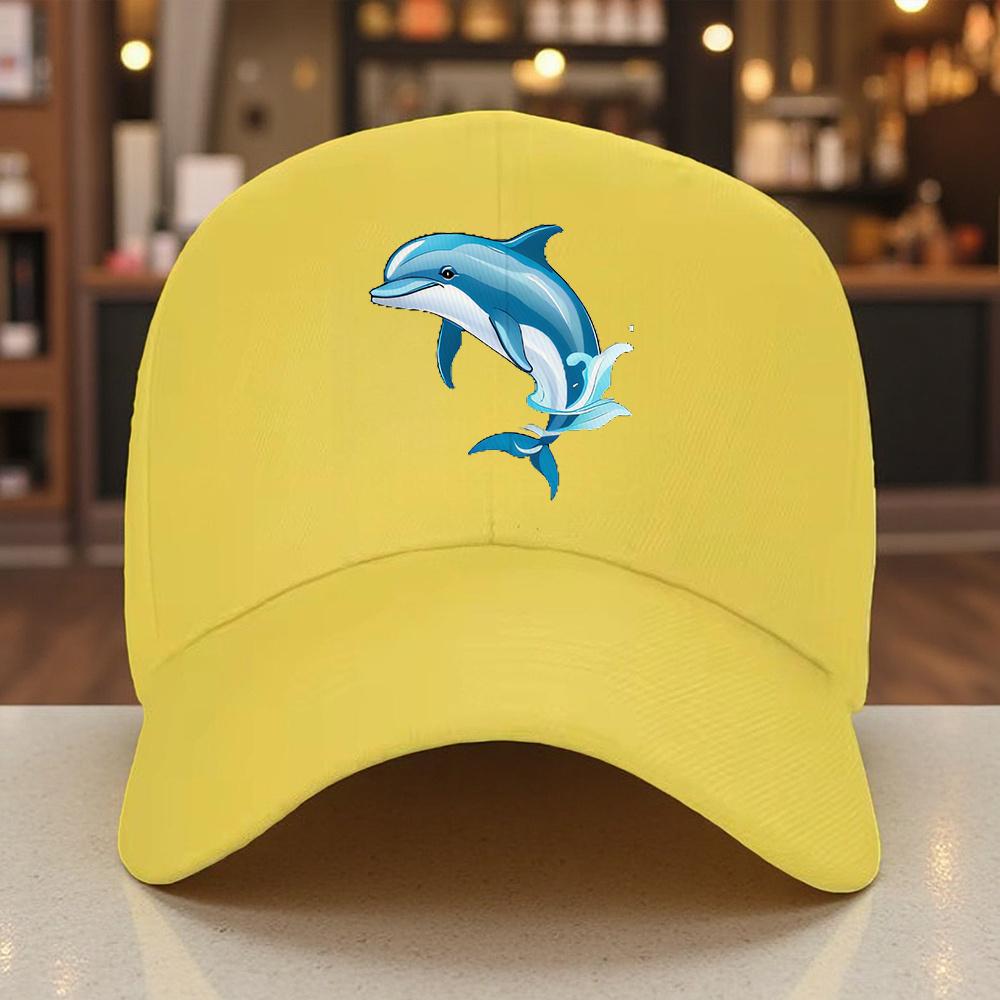 Dolphin Leaping Graphic Baseball Cap Adjustable Cotton Casual Sun Hat for Adults Unisex