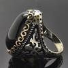 Vintage Men‘s Obsidian Signet Ring, 13x18mm Black Gemstone Set In Antiqued Silver, Masonic Style Bold Jewelry for Him