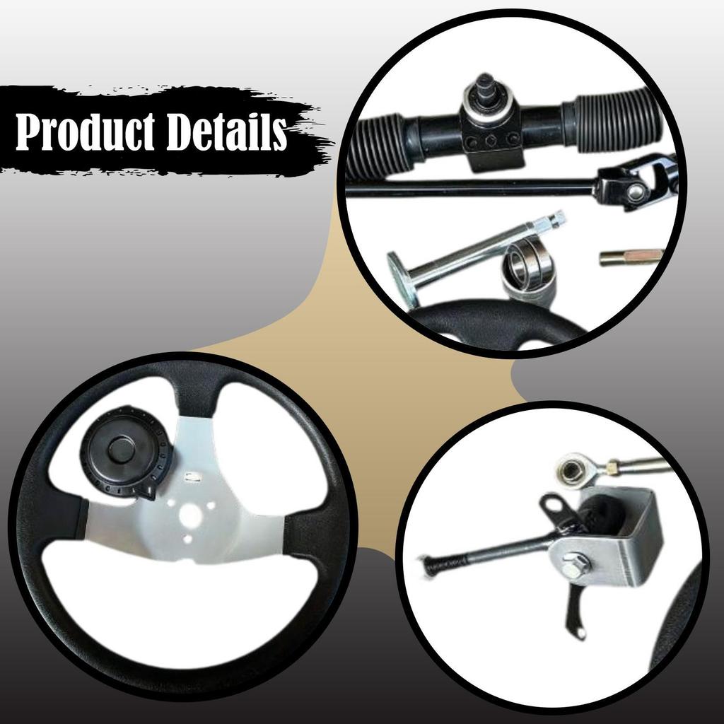 Complete Go Kart Steering Kit with Tie Rod End Vehicle Steering Shaft for Electric Toy Car DIY