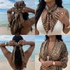 Printed Head Silk Scarf Elegant Square Hijab Neckerchief Satin Bandana  Female Use