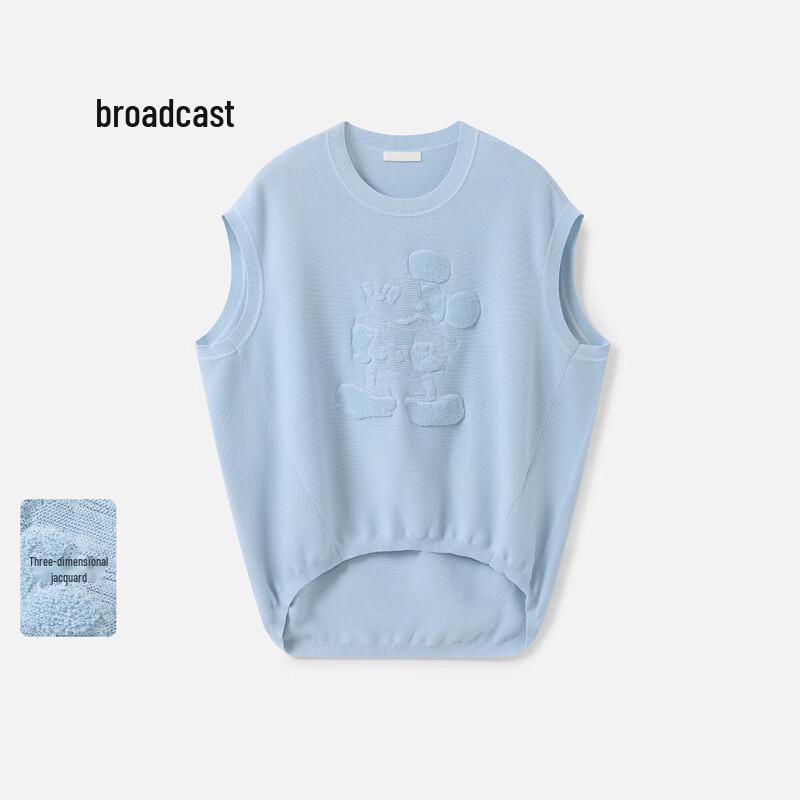 

Broadcast Pure Color Embossed Round Neck Sleeveless Knit Top L