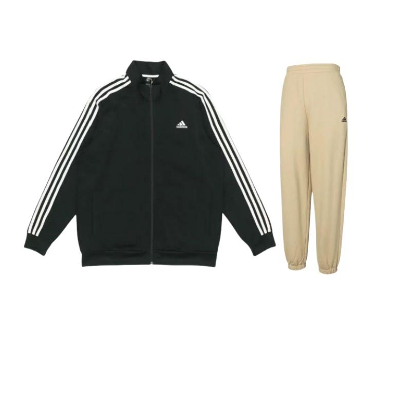 

Adidas 3 Stripes Logo Print Vintage Stand Collar Jacket And Elastic Cuff Pants Sports Set Unisex Sports Set IV7609+-H46099 XL