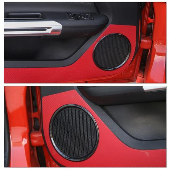 Carbon Fiber Interior Door Speaker Ring Trim Cover Bezels for Ford Mustang 2015+