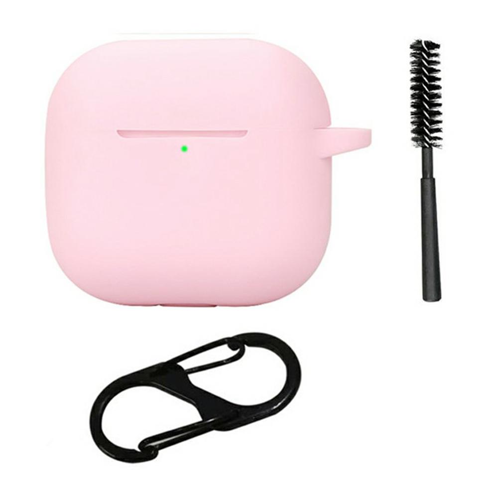 For AirPods 4 Silicone Case Bluetooth-Compatible Earphones Protective Cover with Anti-Lost Buckle + Cleaning Brush
