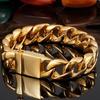 Luxus Nie Verblassende Goldfarbe Edelstahl Cuban Link Herrenarmband für Männer Hochglanzpolierte Hip Hop Kette Mode Herrenaccessoire