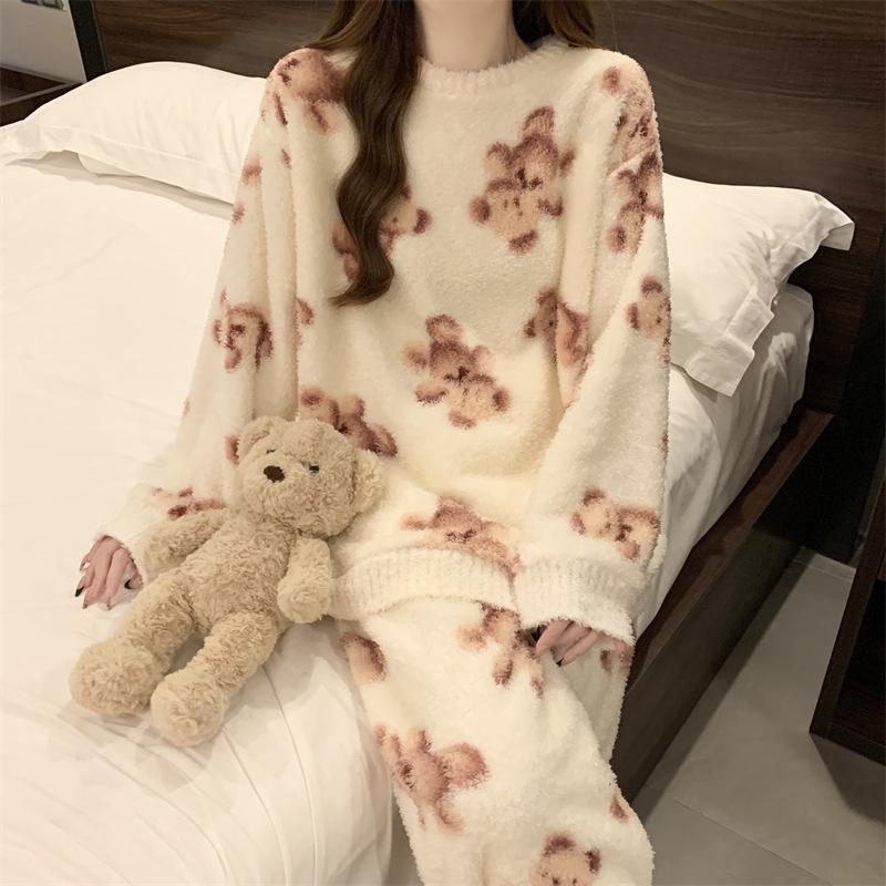 Dámská útulná fleecová zimní pyžamová souprava - Měkká, silná a hřejivá