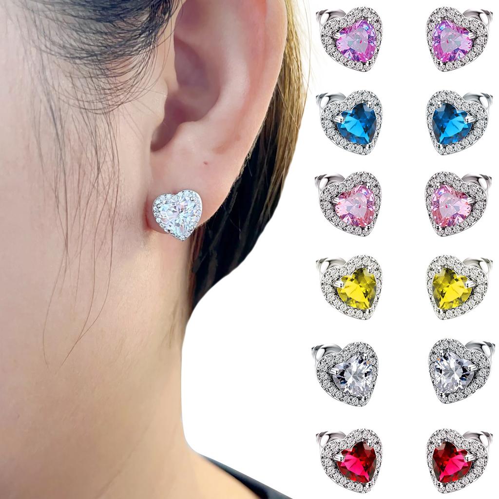 Women's Initial Heart Pendant Earrings Gift For Lovers Dress Matching Gift