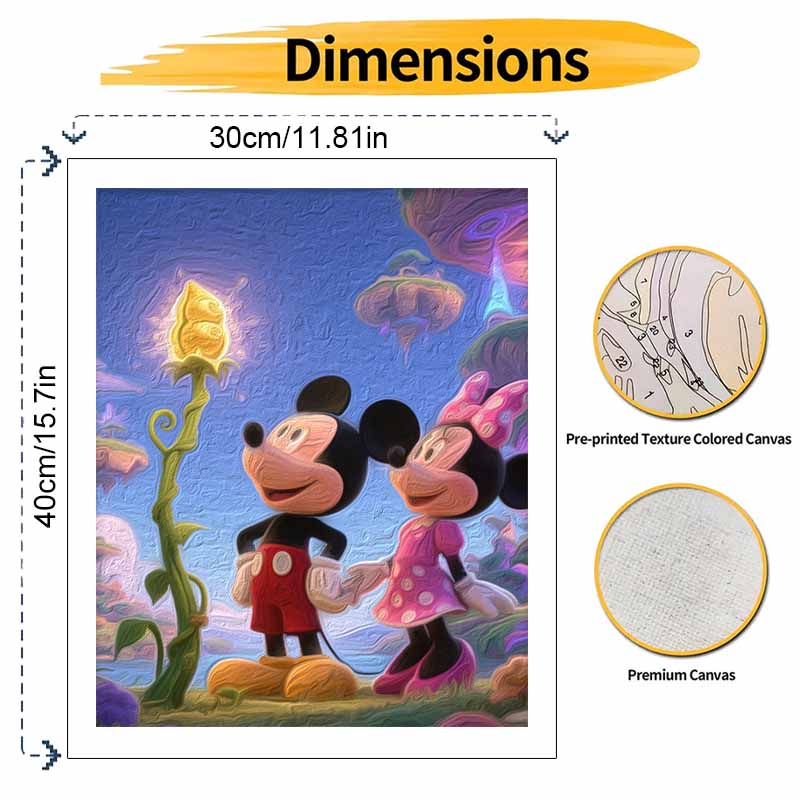 Disney Digital Oil Painting Art Painting Mickey and Minnie Fantasy Handmade Diy Home Decorations