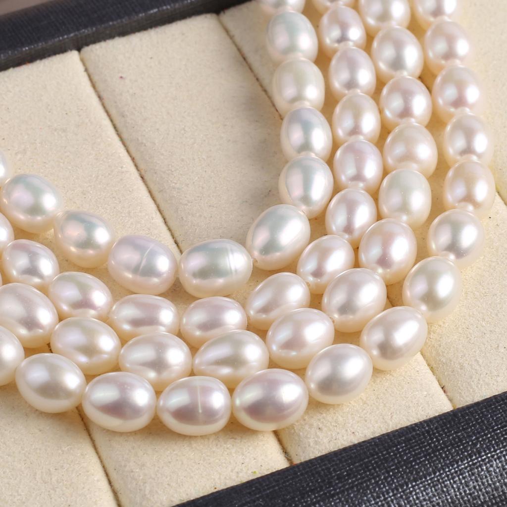1String, AAA Natural Freshwater Pearls, White Oval Pearl Beads, 7-8mm, for DIY Jewelry Making, Unique Birthday Party Wedding Crafts, 36cm