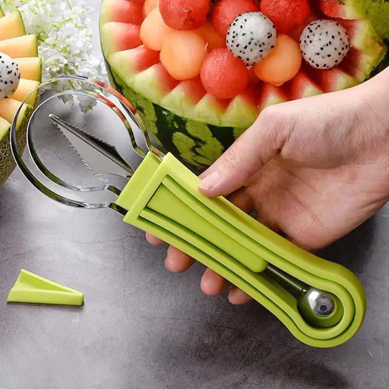 4 in 1 Watermelon Slicer Cutter Scoop Fruit Carving Knife Cutter Fruit Platter Fruit Dig Pulp Separator Kitchen Tools Gadgets