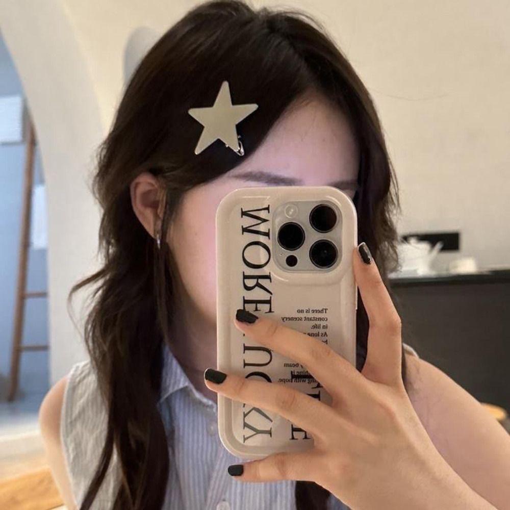 Y2K Silver Star Hair Clip Creative Cute Hair Barrettes Children Side Clip  Hair Accessories