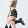 Women's Low Waist Camouflage Frayed Denim Shorts - Summer Retro Style, Petite Fit, Tight and Versatile Hot Pants