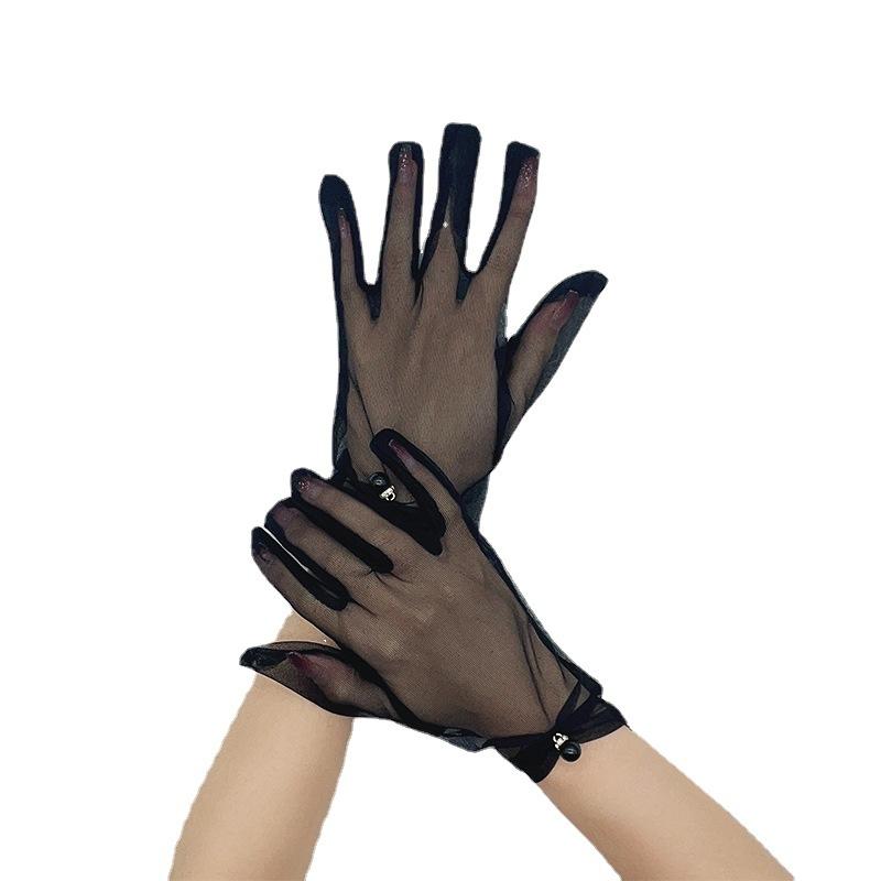 Summer Simple Sunscreen Mesh Lace Thin Pearl Gloves Wedding Dress Veil Accessories Gloves