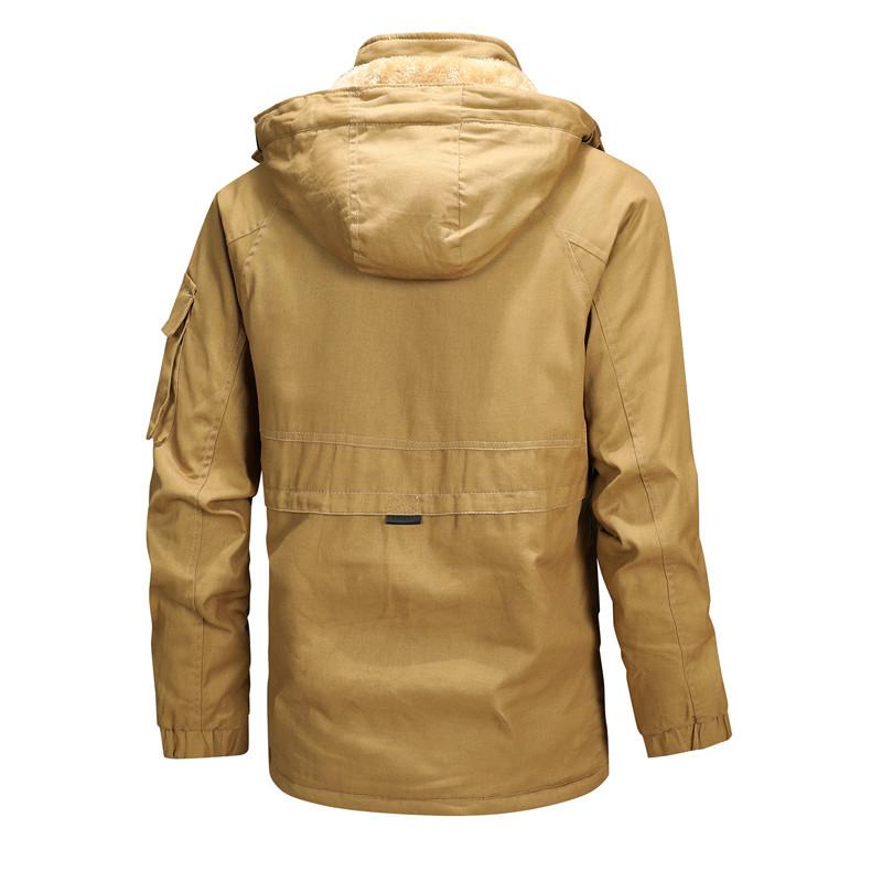 New autumn and winter men's medium and long loose stand-up collar hooded cotton jacket young men's coat