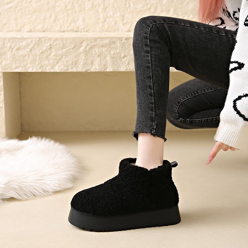 Fashion Women's Thick Snow Boots Winter New Round Head Suede Sleeve Thickened Warm Anti-slip Wear-resistant Short Boots
