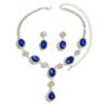 Luxury Sparkling Water Drop Necklace Earrings Set, High-End, Bridal Jewelry
