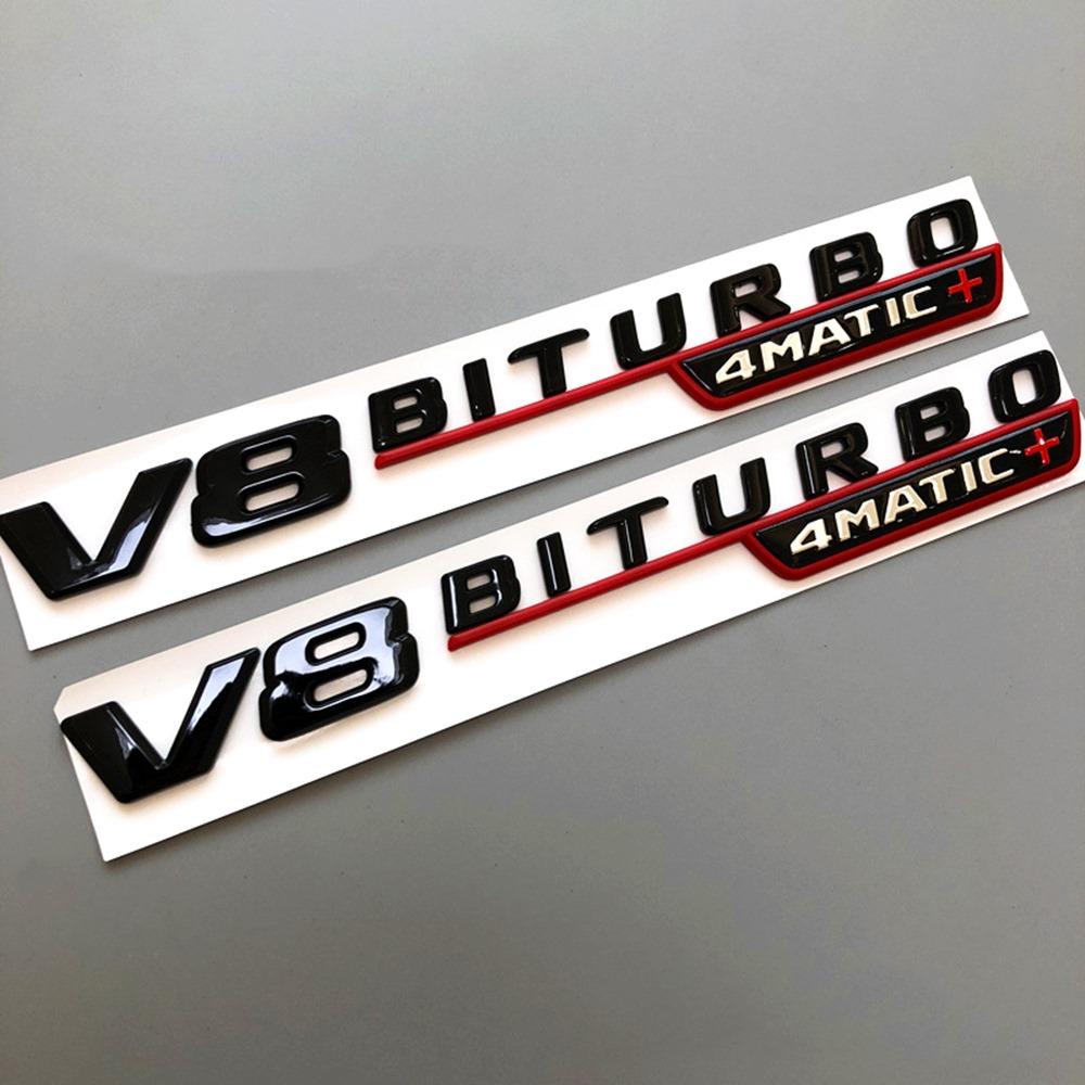 2Pcs Best V8 BITURBO 4MATIC AMG Car Fender Emblem Sticker For Mercedes Benz AMG W117 W205 C63 E63 W212 W176 A45 GLA45