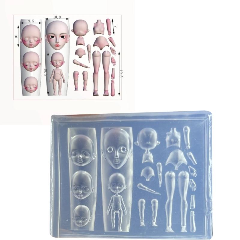 Doll Face Silicone Nail Art Mold Unique Embossed Nail Accessories Mold Jewelry Supplies Practical Nail Embossing Tool