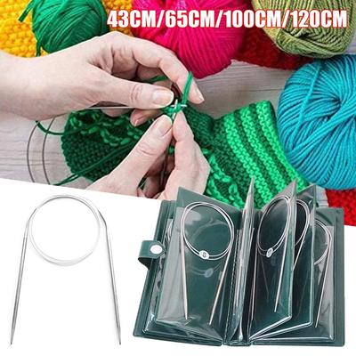 Stainless Steel Circular Knitting Needles 43/65/80/100/120cm DIY Crafts Crochet Hook Needlework With Bag Knitting Needles