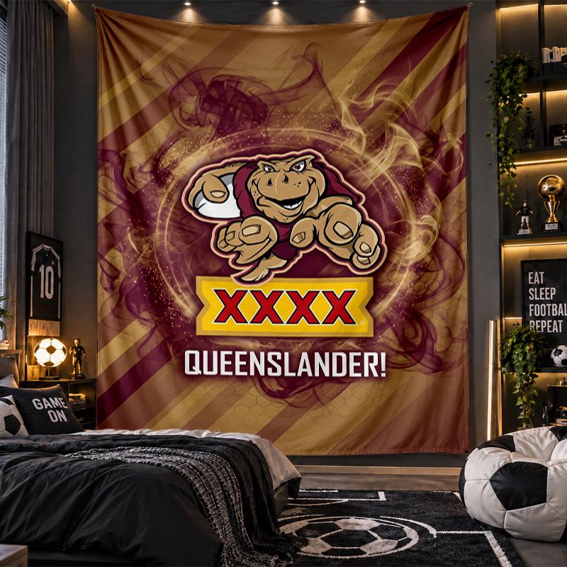 Tapiserie de agățat pe perete Pânză cu imprimeu Queensland Maroons pentru Sufragerie Dormitor Decor Acasă