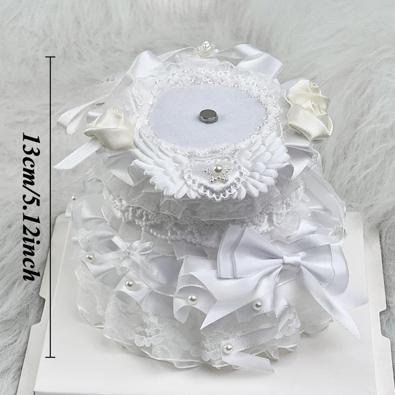 Cute Double-layer Small Cake Ornaments for Anime Badges Handmade Lace Birthday Cake Badge Holder Creative 58mm Badges Decor New