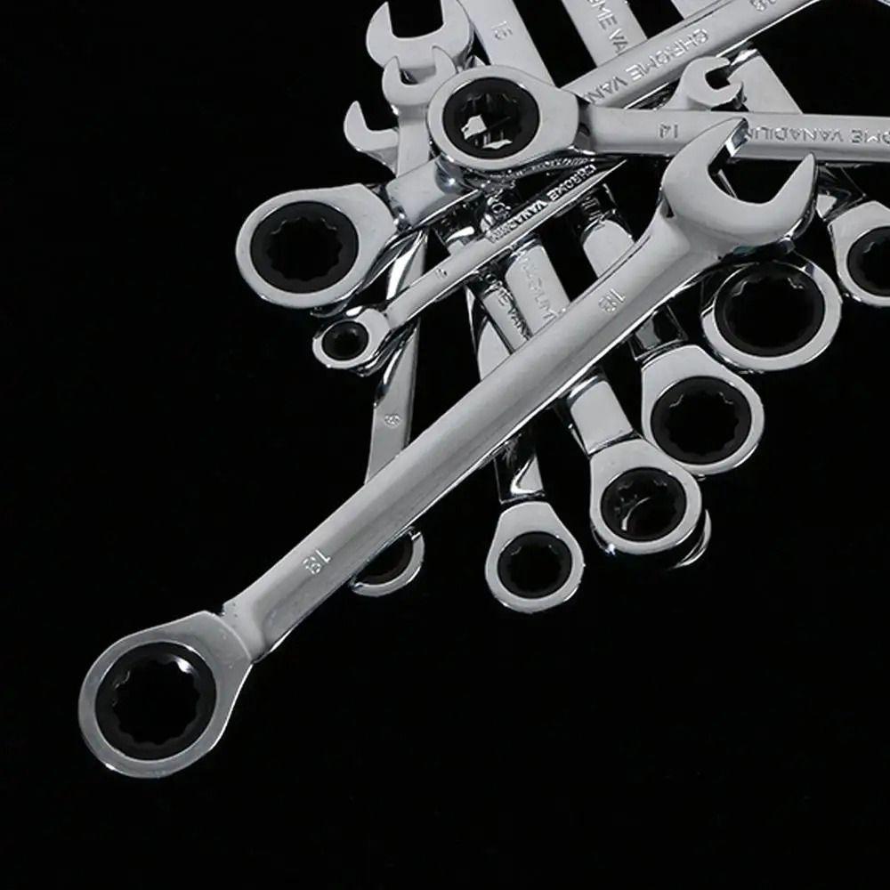 1Pcs 8-17mm Ratcheting Socket Spanner Metric Nut Hand Tool Durable Ratchet Wrench