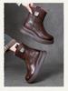 Johnature Genuine Leather Retro Thick Soled Women's Short Boots Versatile Wool Warm Snow Boots