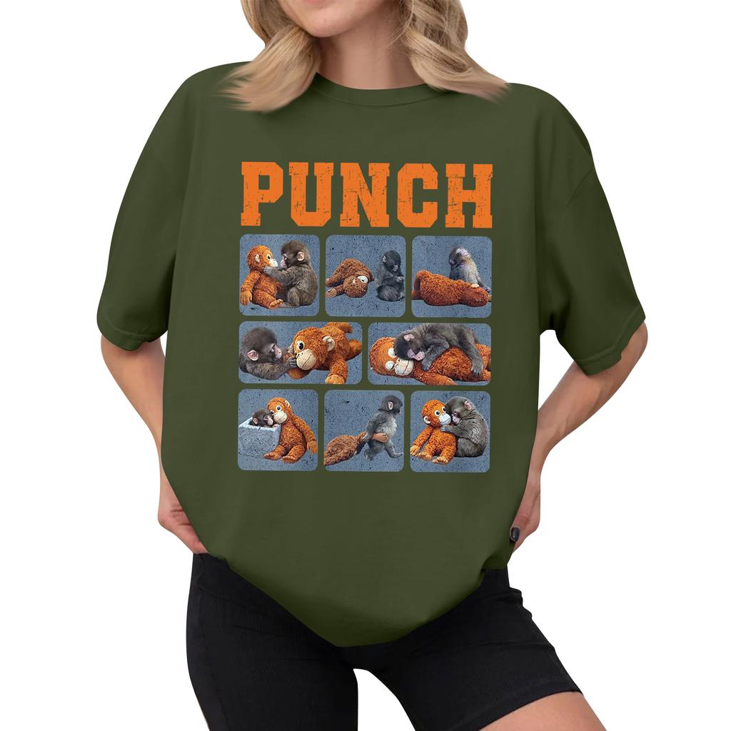 Women's Casual Printed T-Shirt Round Neck Pullover Short Sleeve Top