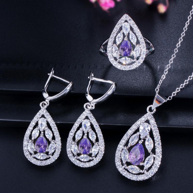 Bride, Jewel Drop Necklace, Earrings, Ring Set Chains, Jewelry, Dress Accessories For Dinner Parties