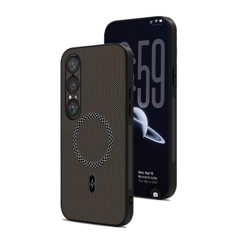 Magnetic Case For Sony Xperia 1 VIII Frosted Side Anti-slip Strips Skin-friendly PU Leather Cover Shockproof For Magsafe Funda