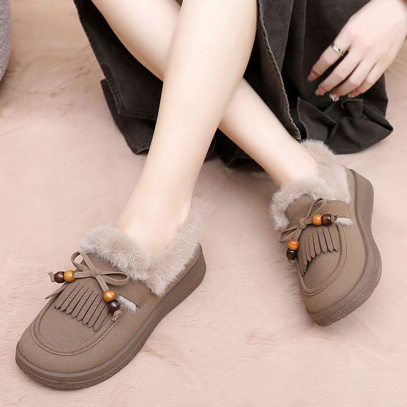 Birkenstock Women's Cotton Winter Loafers - Plus Velvet Warm Furry Casual Retro Shoes