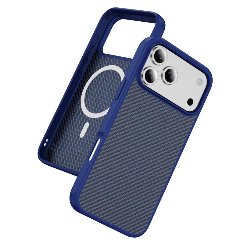 Luxury Carbon Fiber Texture Case for IPhone 17 Air 16E 15 14 Plus 13 12 Pro Max Magnetic Wireless Charge PC Hard Protecte Cover