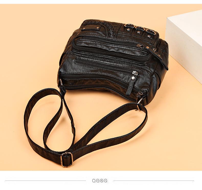 Trendy 2025 Washed Leather Shoulder Bag for Middle-aged & Elderly Women