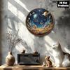 Angel Starry Night Metal Wall Art 8x8 Inch Round Aluminum Panel for Home Bar Decor