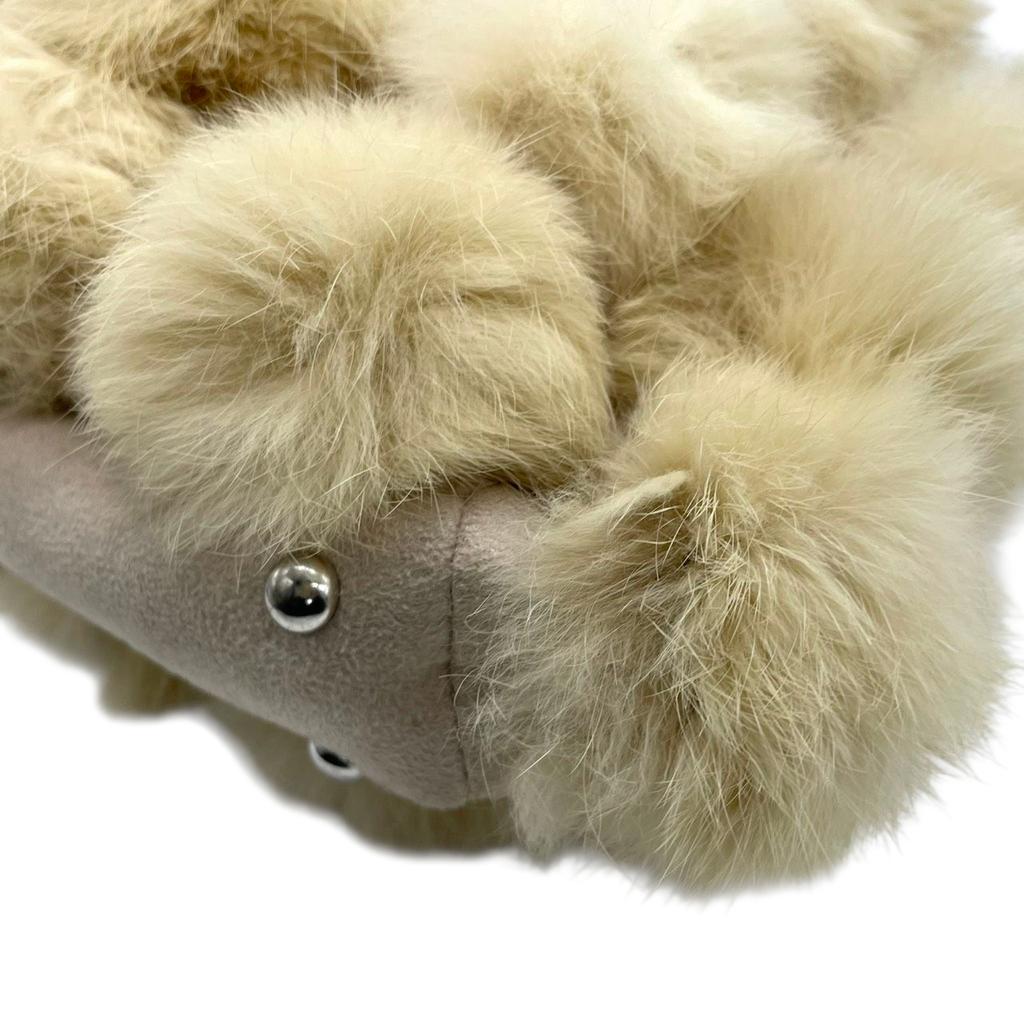 Used courregesShoulder Bag beige/Ivory fur/Suede Women