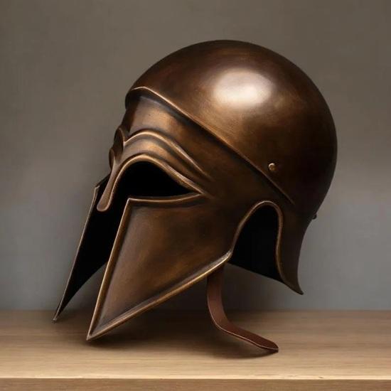 Ancient Greek Spartan Helmet Handmade Bronze Warrior Greek Corinthian Armor Medieval Cosplay Home Decor Gift