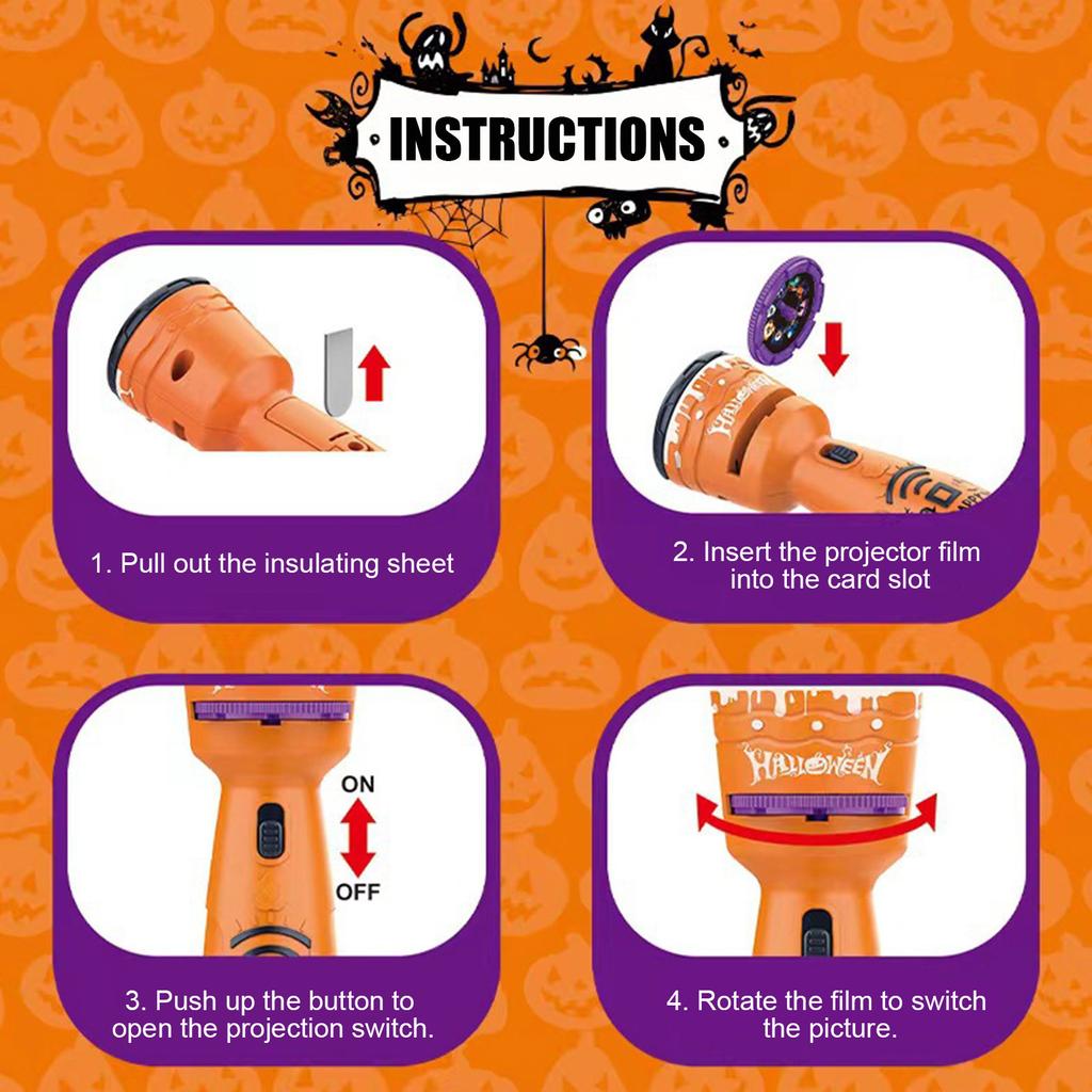 Flashlight Projector Lifelike 24 Kinds Of Design Horror Elements Such As Ghosts, Demons, Vampires, Bats, Halloween Toys Gifts