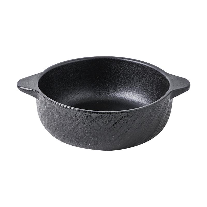 White Double-Ear Ceramic Soup Bowl, Large Noodle/Fish Basin, Anti-Scald, High-End Feel for Home Use