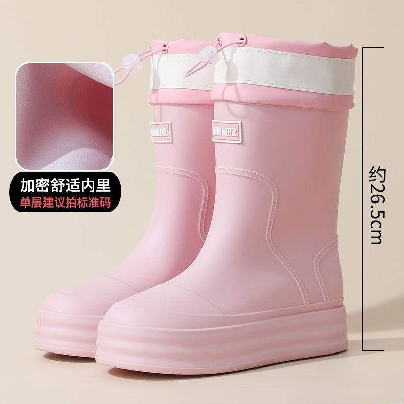 Women Fashionable Rain Boots, New Outer‑Wear Mid‑Calf & Short‑Calf Rubber Rain Shoes, Adult Wear‑Resistant Non‑Slip Waterproof Water Shoes