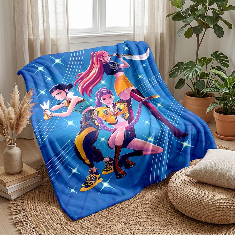 Manta de Flanela Estampada Kpop Demon Hunters Macia Quente Leve Manta para Todas as Estações para Sofá Cama Camping Decoração de Casa Presente de Feriado
