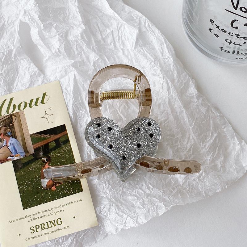 

Заколка для волос в виде акулы с сердечком в горошек - Заколка среднего размера для девочек