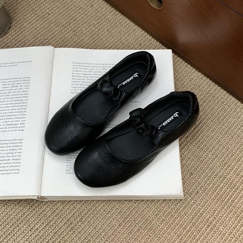 

Модная женская обувь слипоны с круглым носком, женские балетки Мэри Джейн, обувь Лолита, повседневные модные неглубокие женские балетки с обувью 35 чёрный