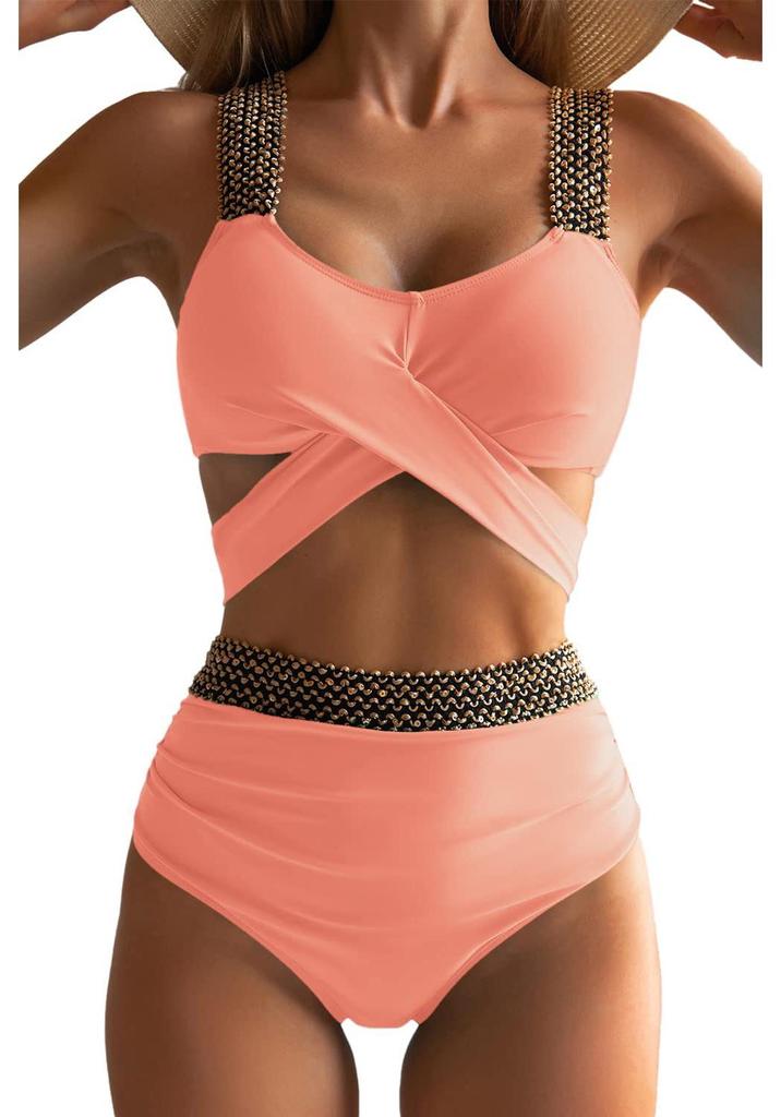 2026 European & American Sexy Cross Backless Two-Piece Bikini for Women