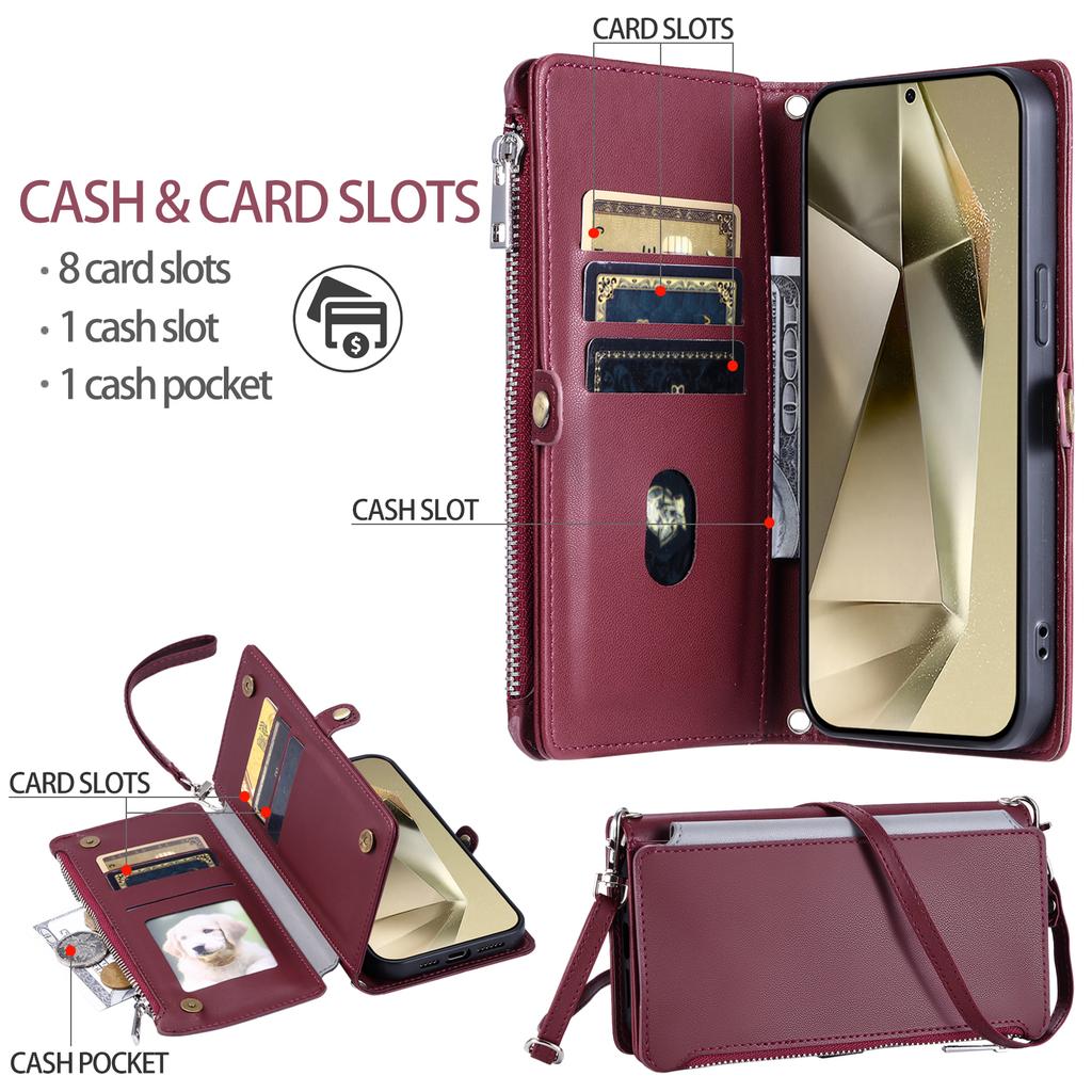 015 Style For Samsung Galaxy A15 5G/A15 4G Zipper Wallet Case Leather Phone Cover